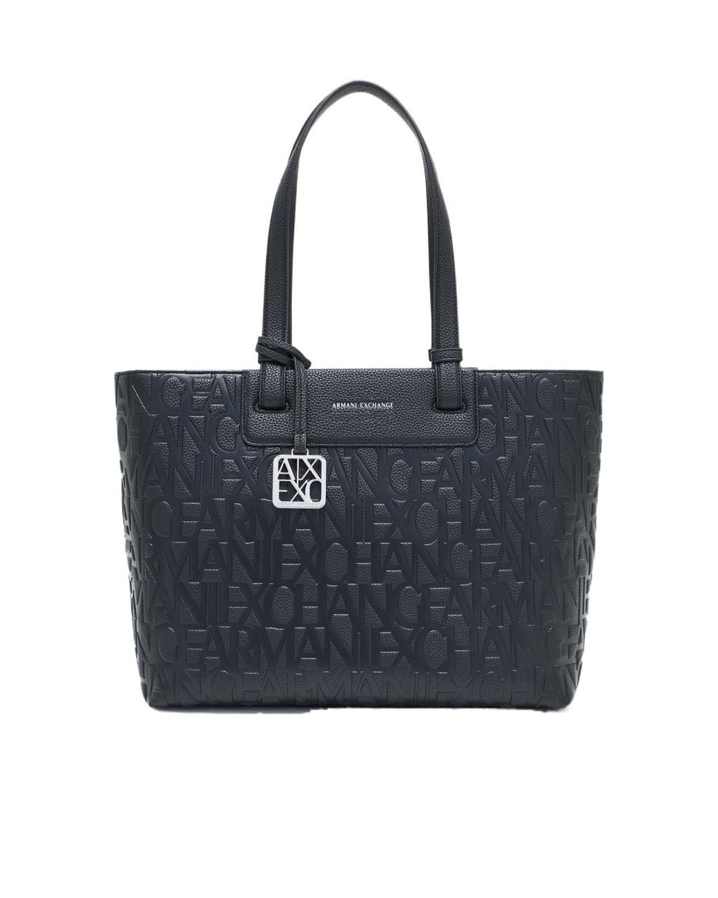 ARMANI EXCHANGE Black Logo-Embossed Tote Bag