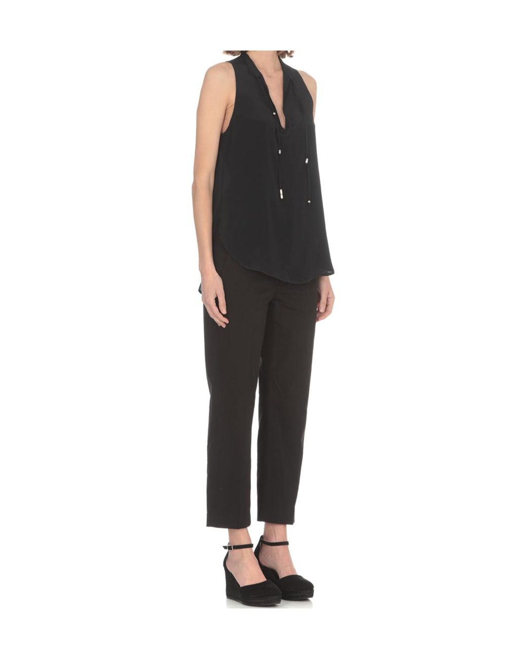 Dondup Black Cropped Tailored Trousers