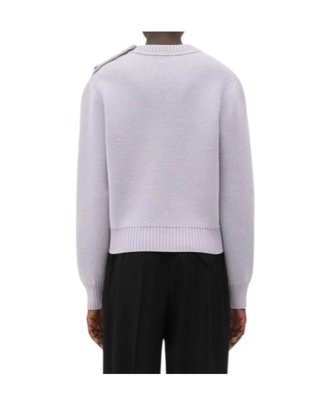 Bottega Veneta Gray Wool Sweater With Metal Knot Buttons
