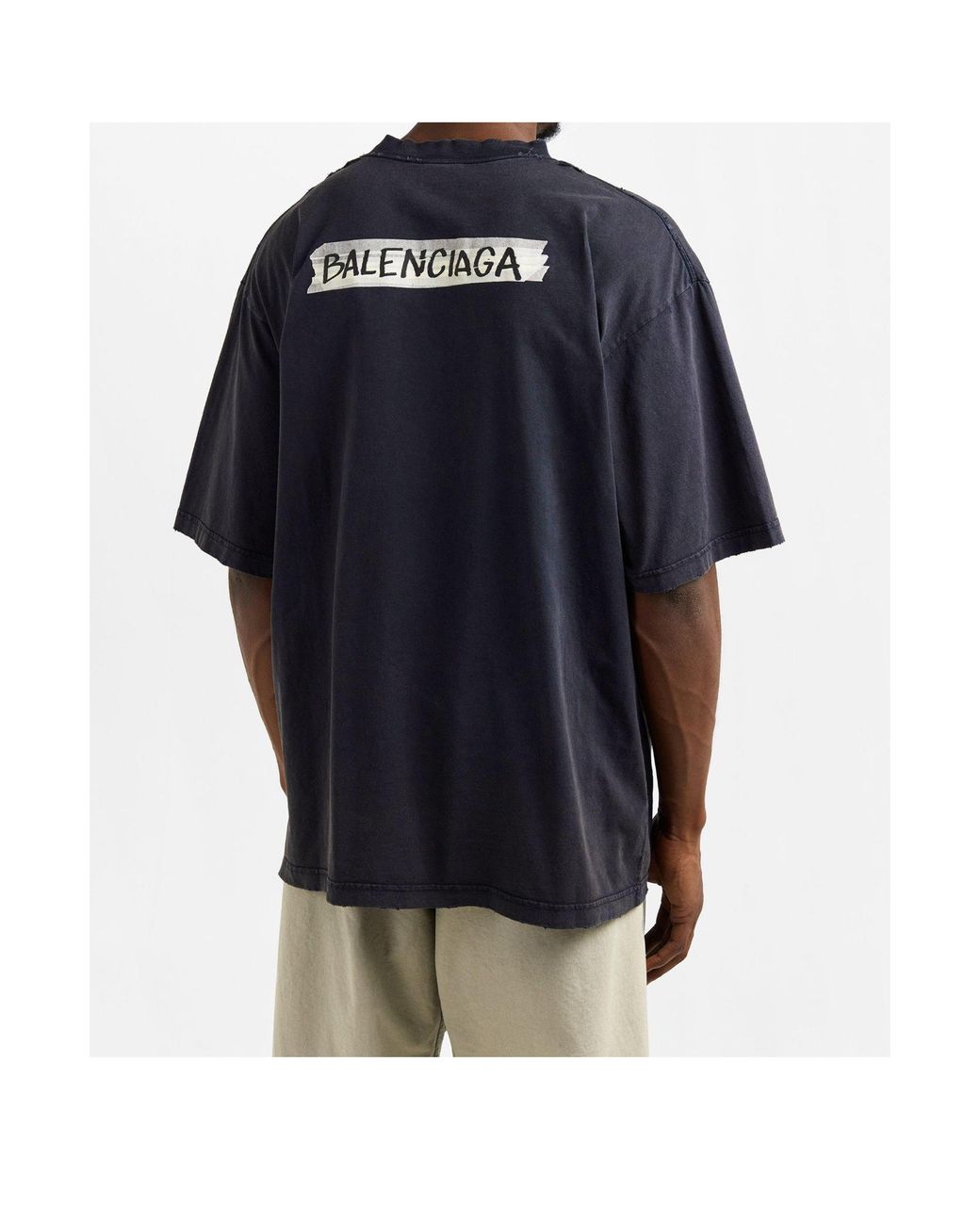 Balenciaga Blue Logo T-Shirt for men