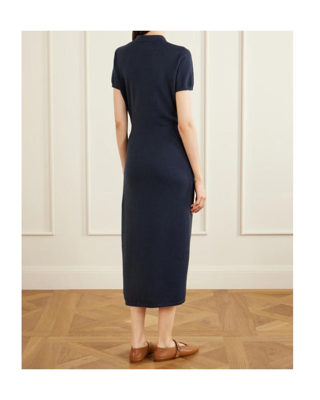 Lisa Yang Blue Anthea Tie-Detailed Cotton And Cashmere-Blend Midi Dress