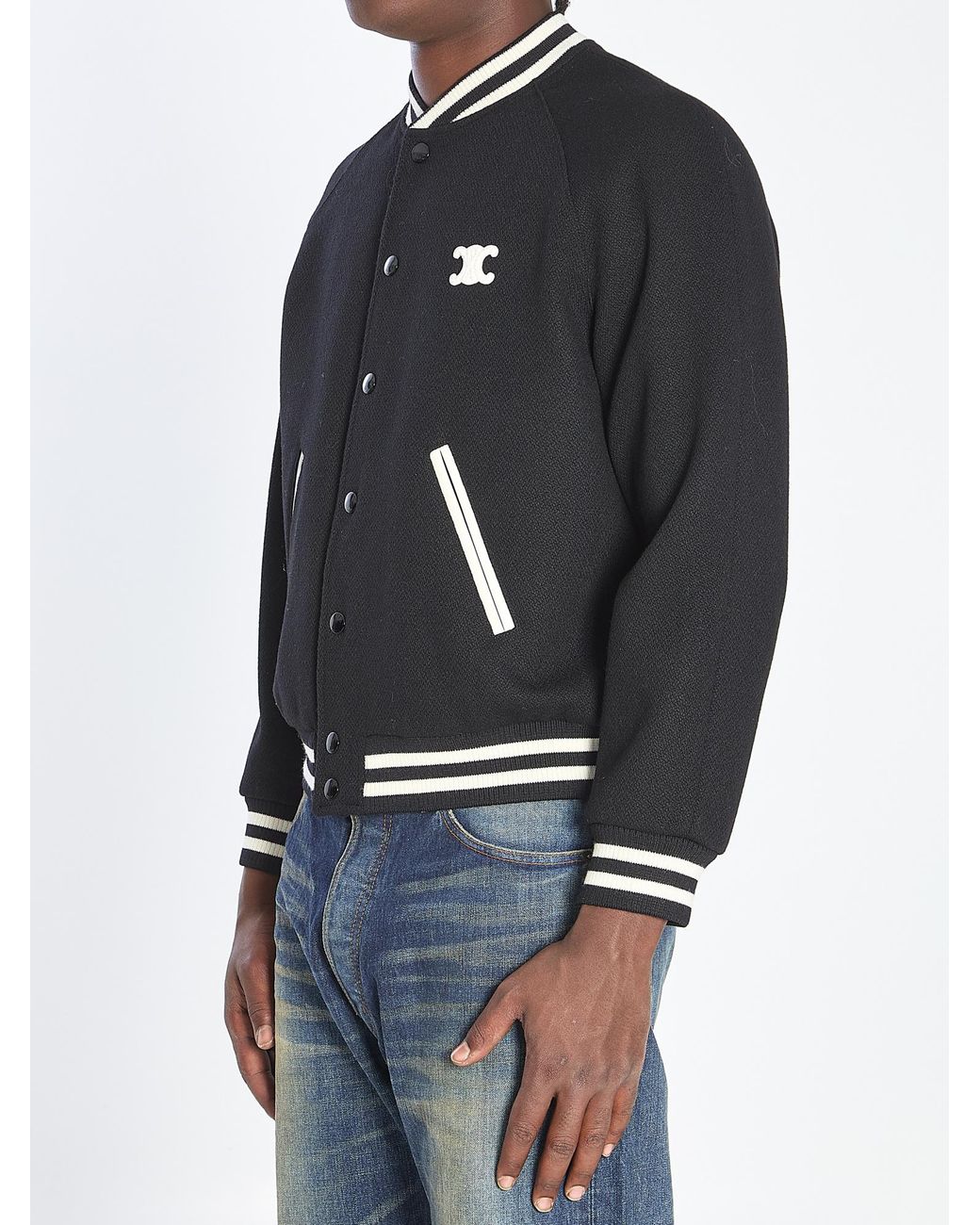 Céline Black Triomphe Teddy Lined Jacket for men