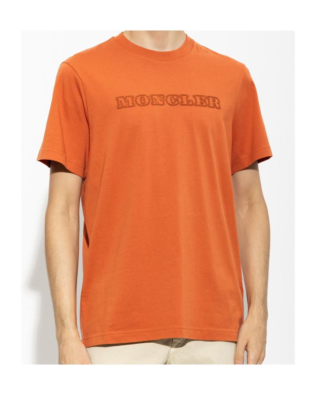Moncler Orange Logo Crewneck T-Shirt for men
