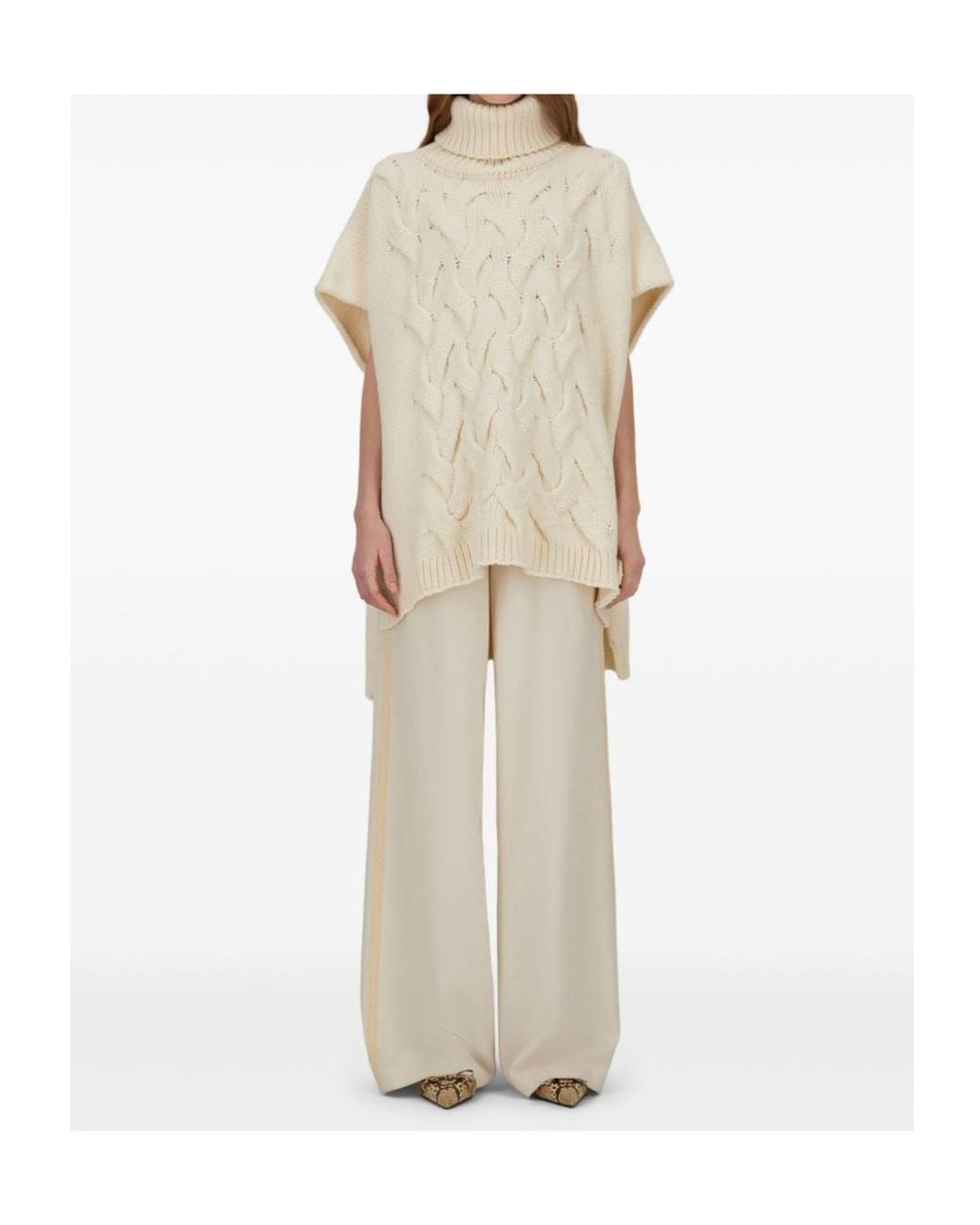 Herno White Regular Fit Wide Leg Pants