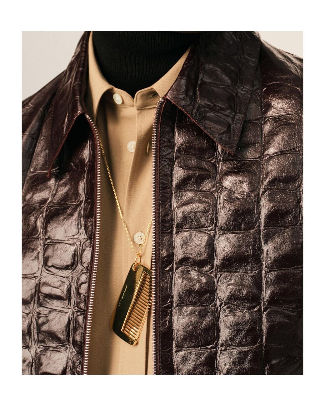 AMI Brown Ami Textured Cropped Jacket for men