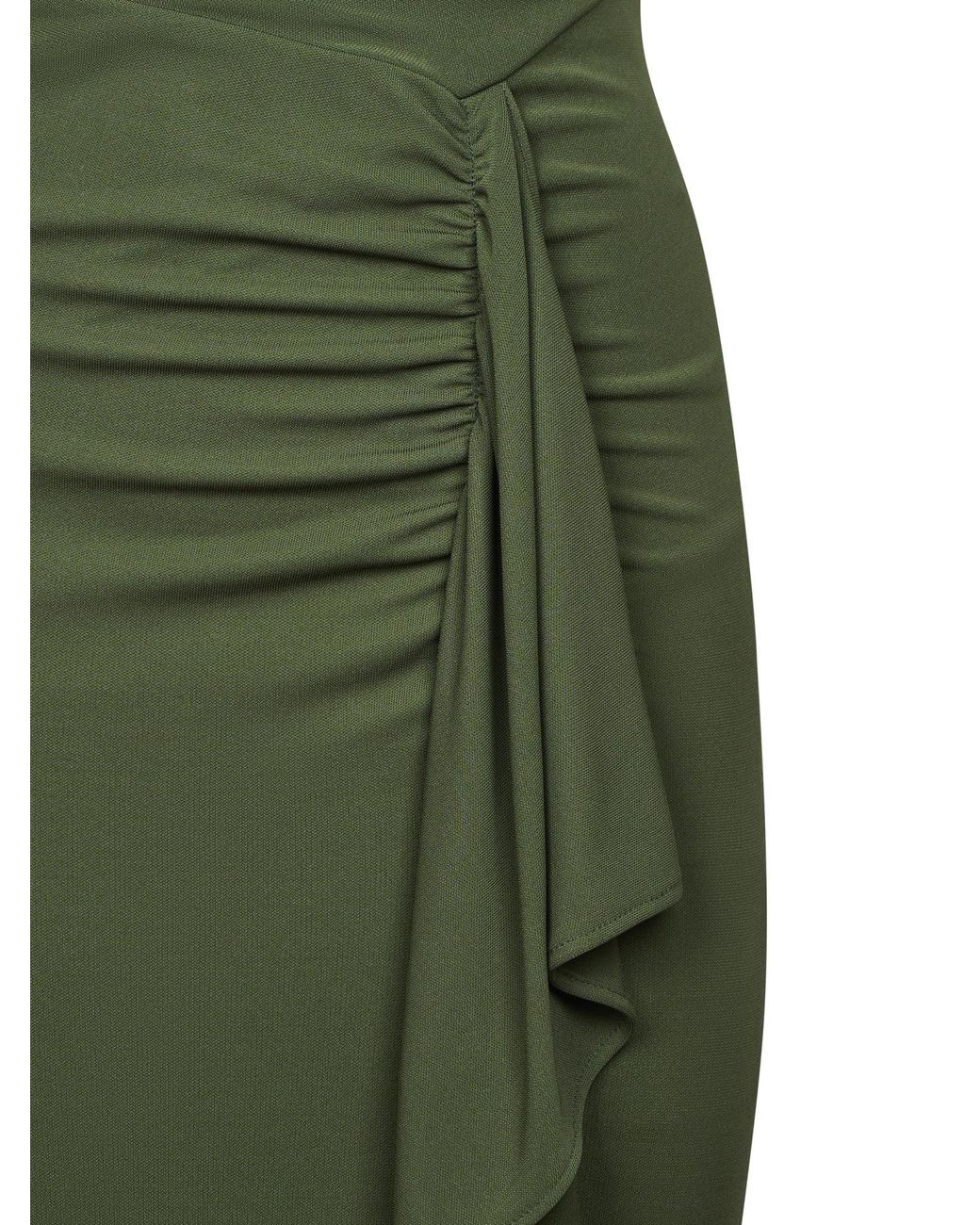 Max Mara Green Taureo Draped Ruffled Midi Dress