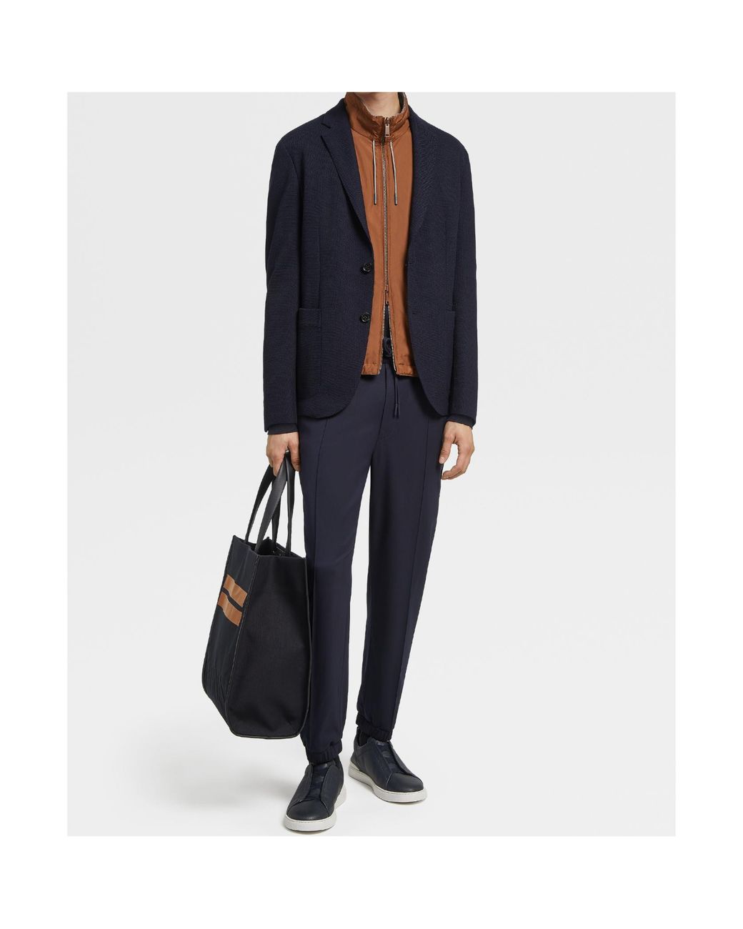 Zegna Blue Long-Sleeved Wool Suit Jacket for men