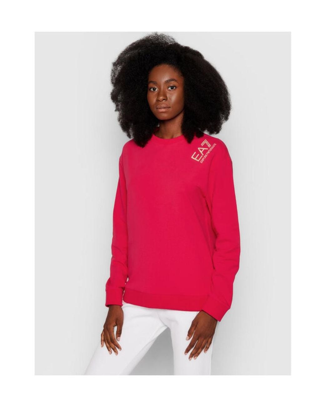 EA7 Red Logo Details Pullover Hoodie