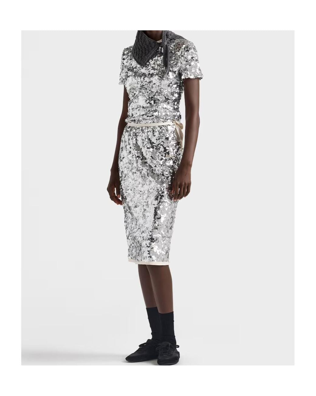 Prada Gray Embroidered Sequin Skirt