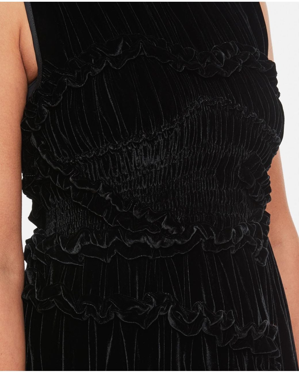 CECILIE BAHNSEN Black Uki Sleeveless Velvet Midi Dress
