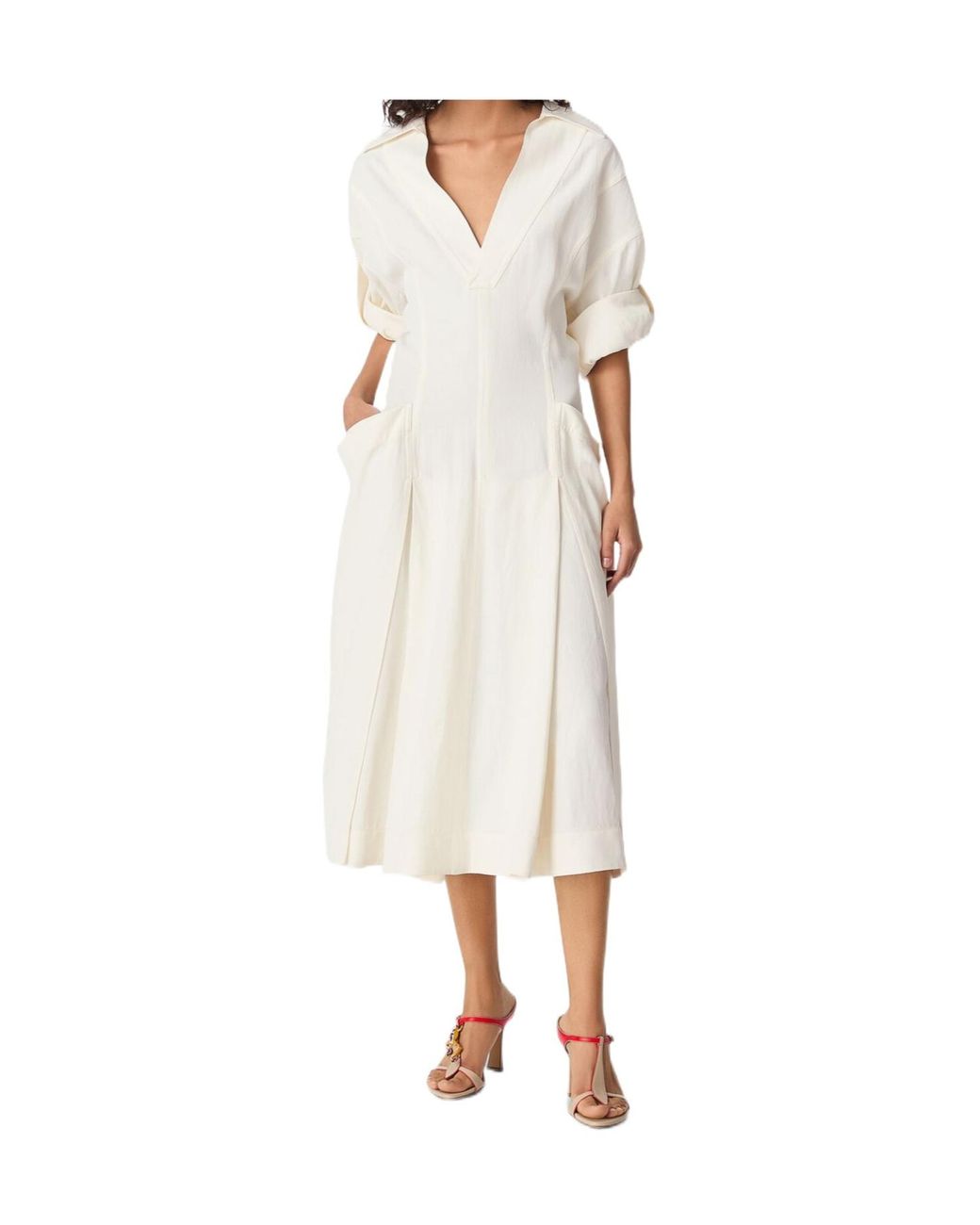 Bottega Veneta Natural Frog Embellished Midi Dress