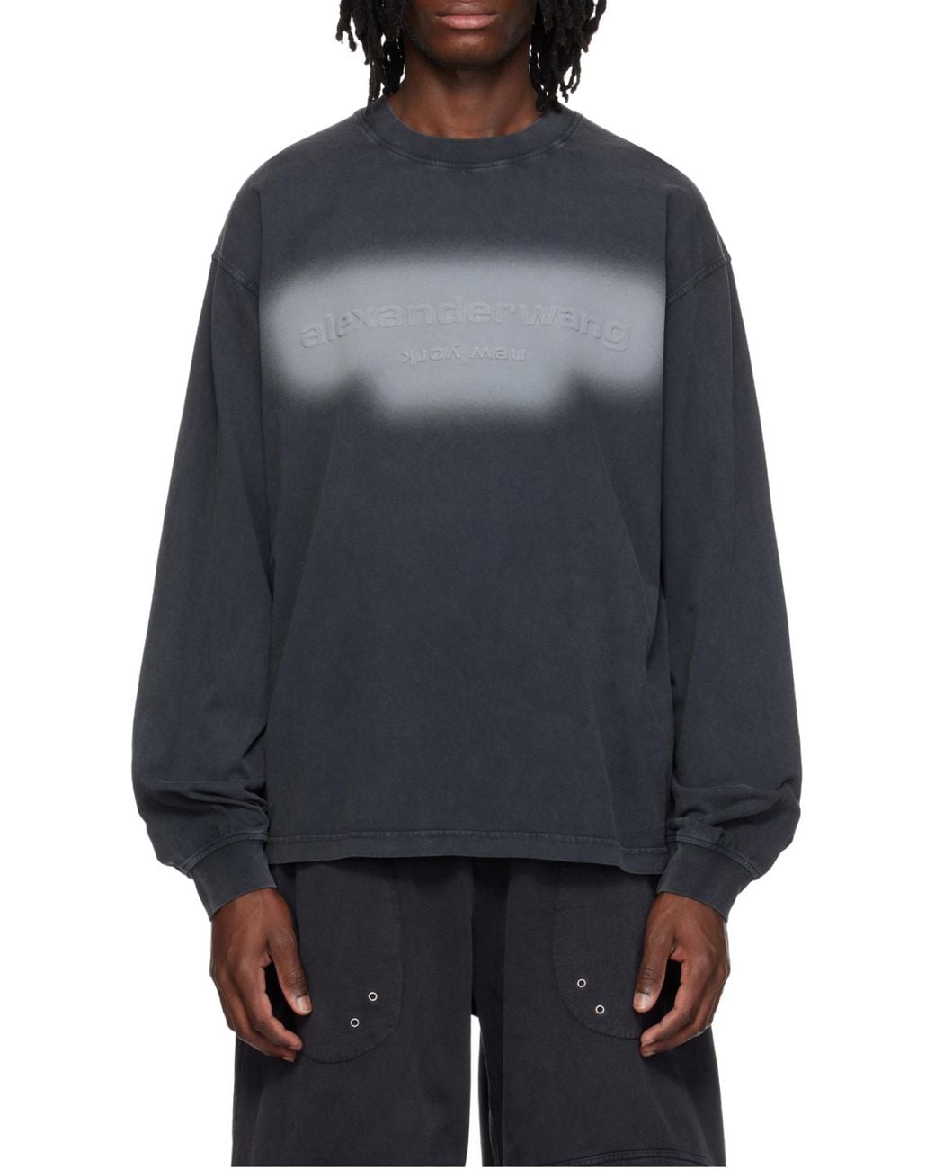 Alexander Wang Black Oversized Long Sleeved Logo T-Shirt