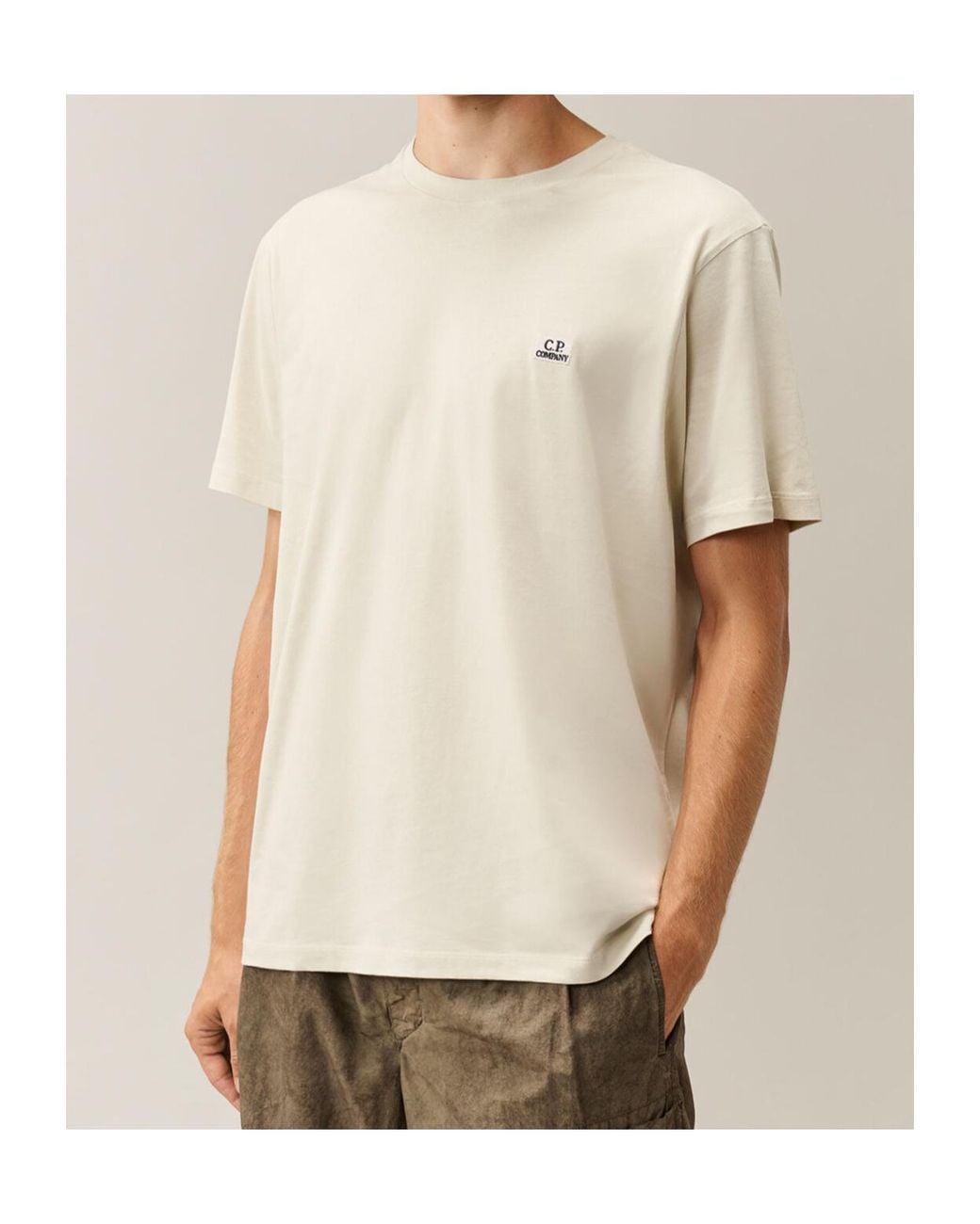 C P Company White 30/1 Jersey Short-Sleeve Logo Patch T-Shirt for men