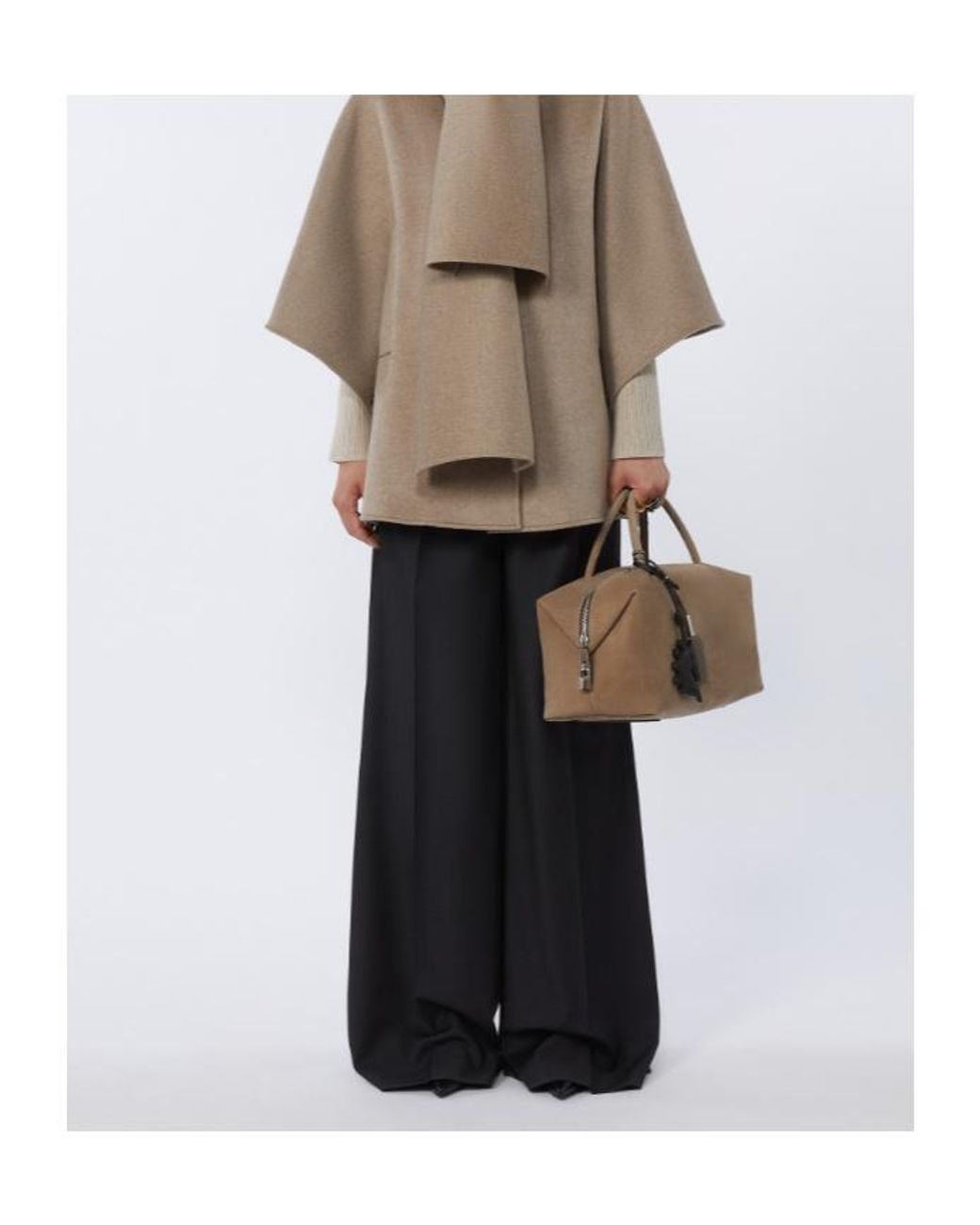 Max Mara Brown Tag Detailed Top Handle Bag