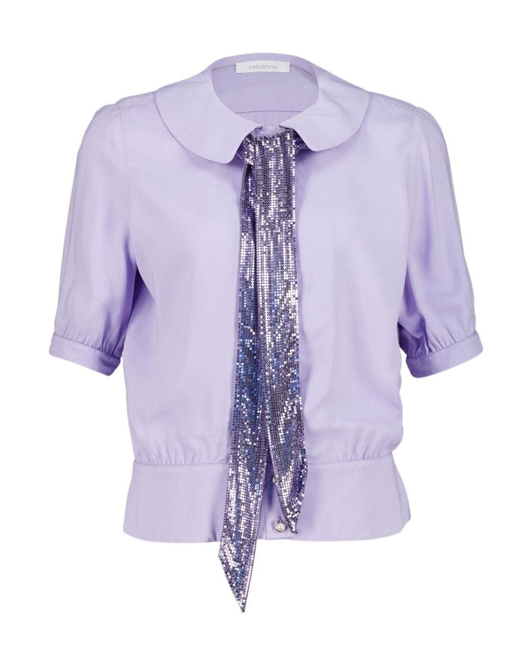 Rabanne Purple Mesh-Tie Buttoned Blouse