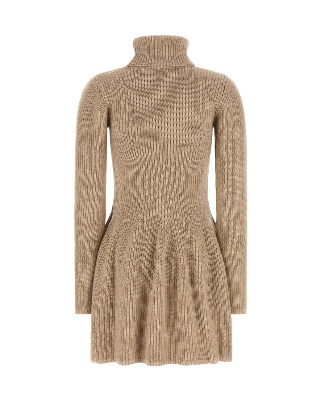 Magda Butrym Natural Ribbed Turtleneck Knitted Dress
