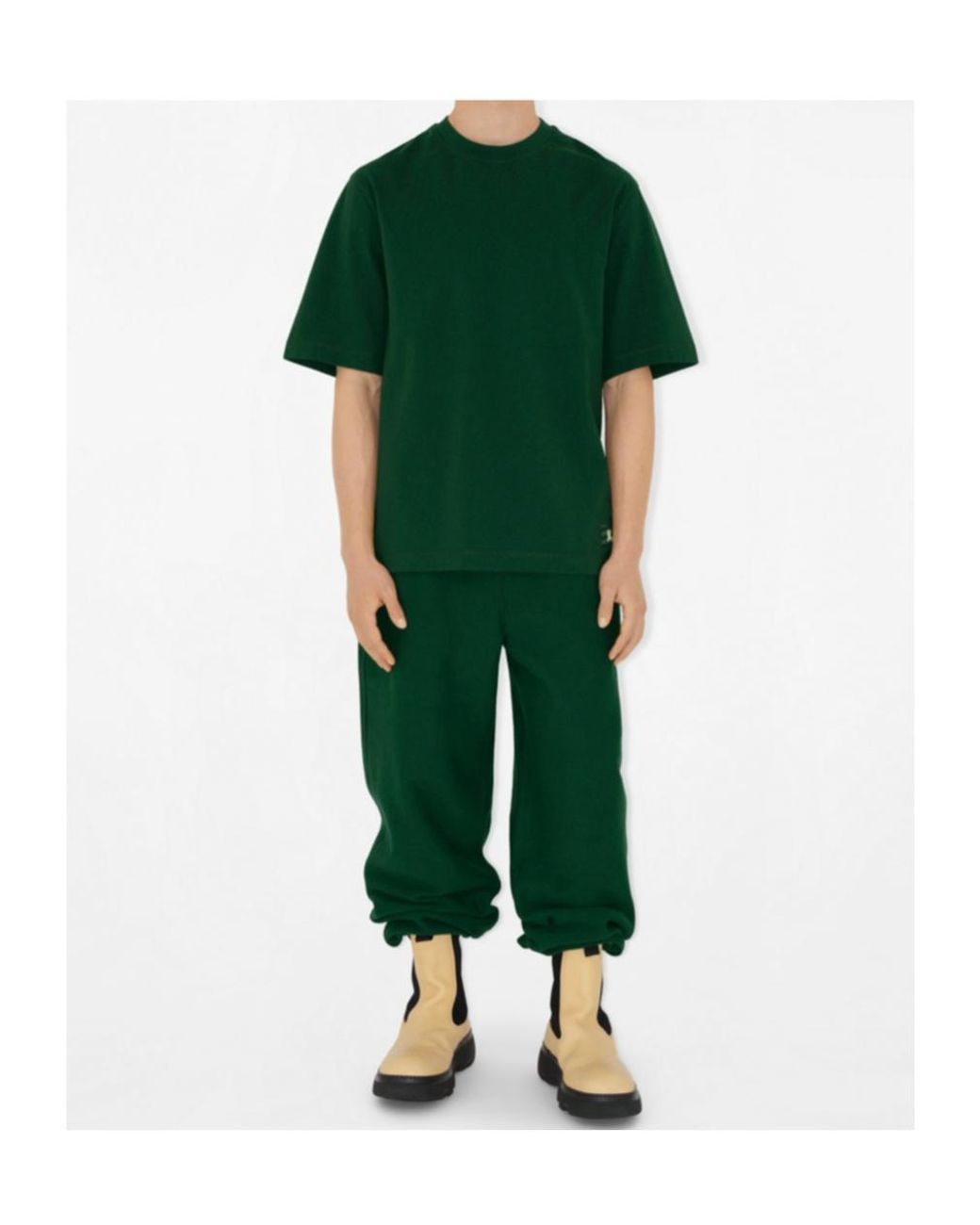 Burberry Green Ekd Logo-Patch Crewneck T-Shirt for men