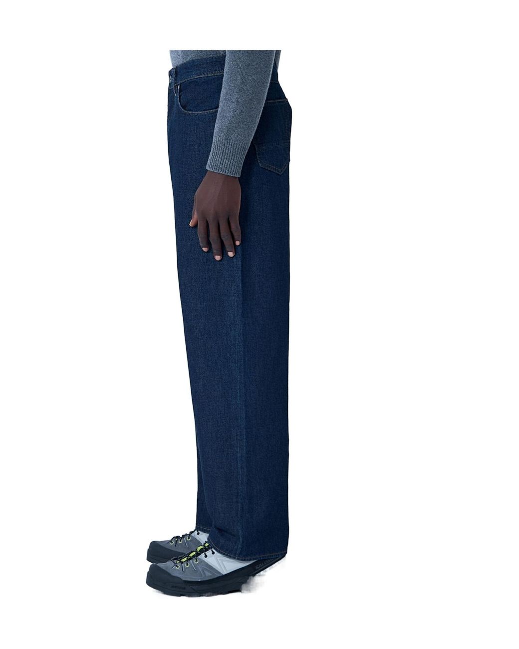 Stone Island Blue Compass-Badge Wide Leg Jeans for men