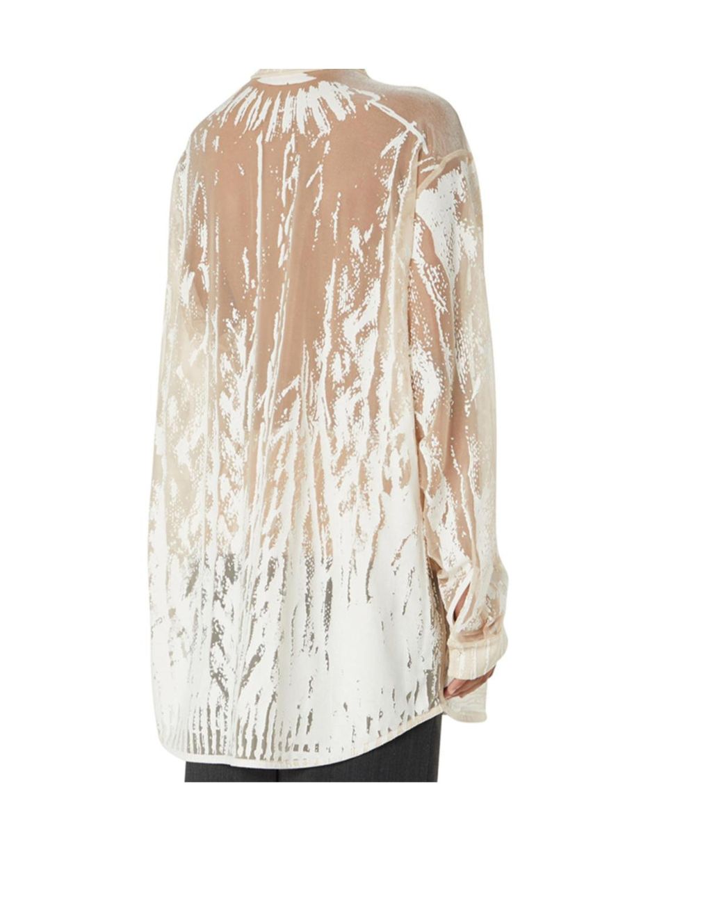 DIESEL White Abstract-Printed Curved Hem Shirt