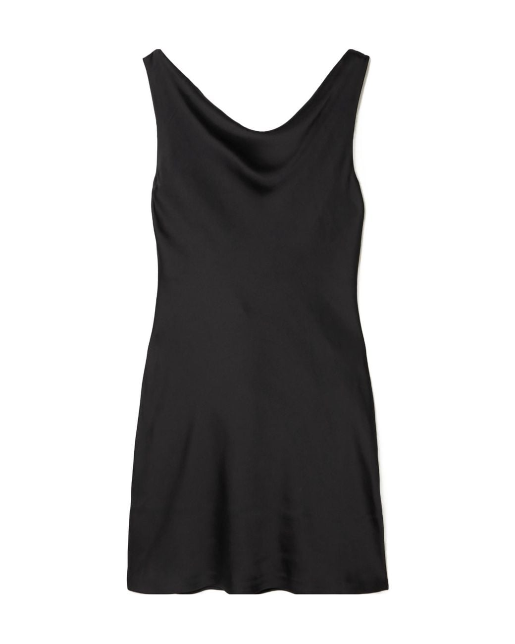 Norma Kamali Black Open-Back Draped Satin Mini Dress