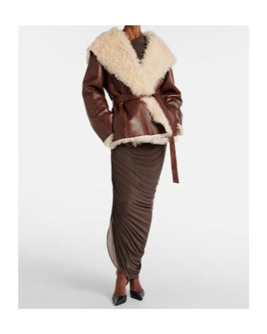Magda Butrym Brown Long-Sleeved Leather Jacket