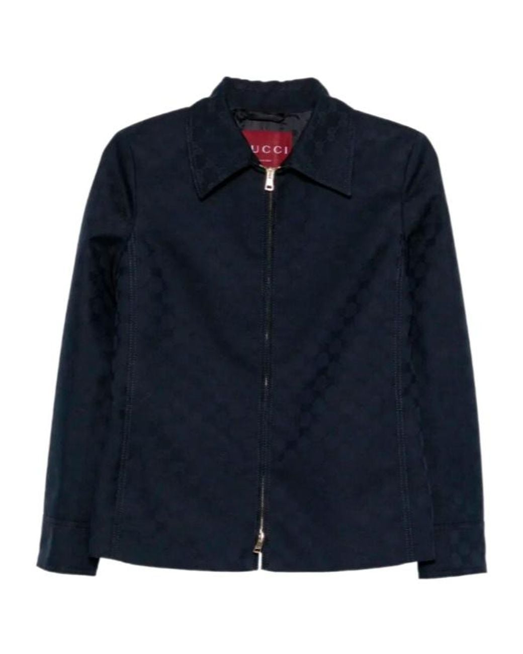 Gucci Blue Monogrammed Zip-Up Jacket