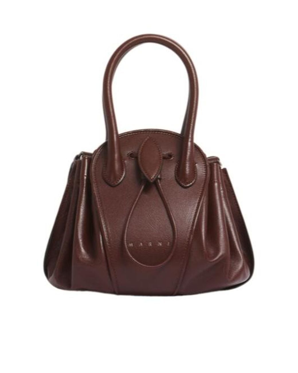 Marni Brown Logo Stamped Tulipea Small Handbag
