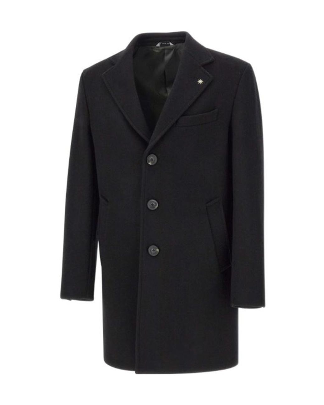 Manuel Ritz Black Single-Breasted Tailored Coat for men