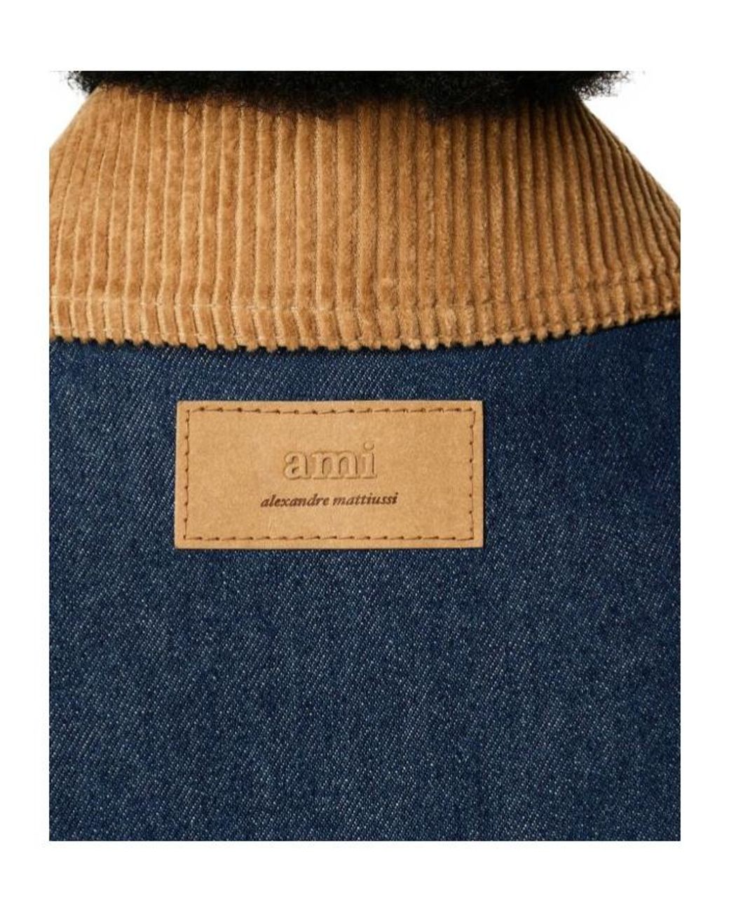 AMI Blue Padded Denim Worker Jacket for men