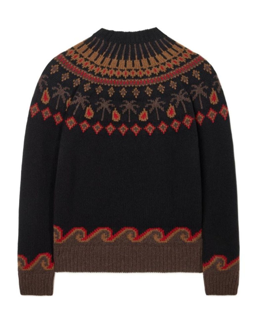 Alanui Black Sweet Winter Fair Isle Knitted Sweater for men