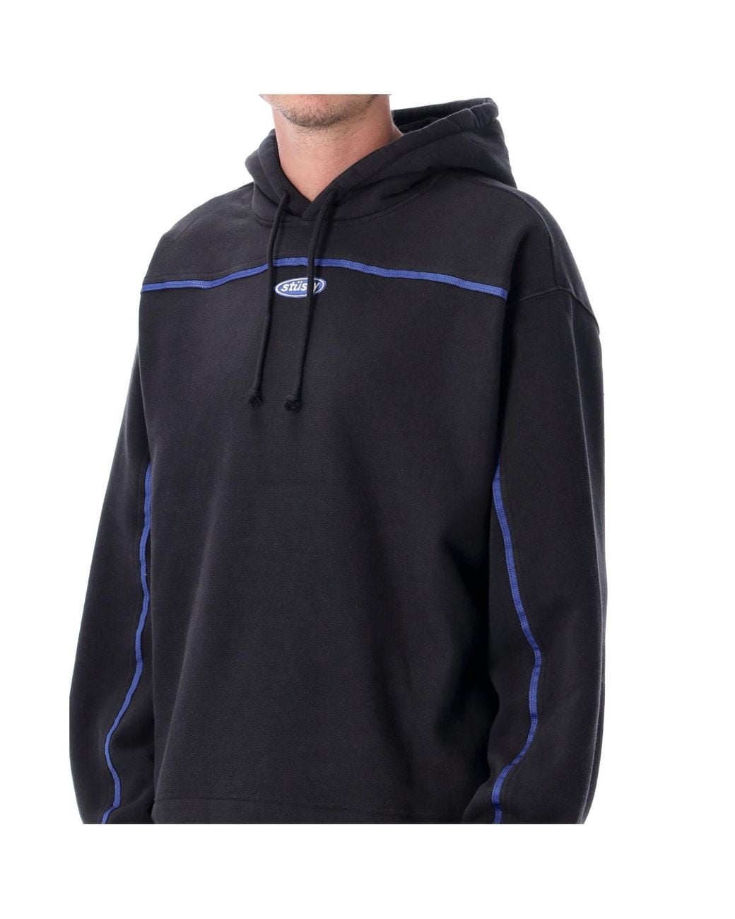 Stussy Blue Long-Sleeved Hooded Sweatshirt for men