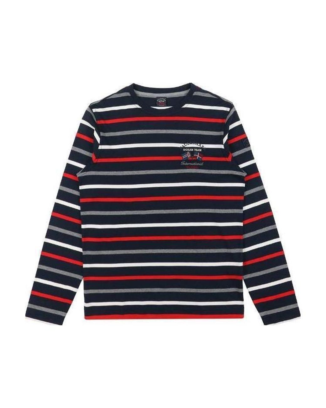 Paul & Shark Blue Striped Logo Long-Sleeve T-Shirt for men