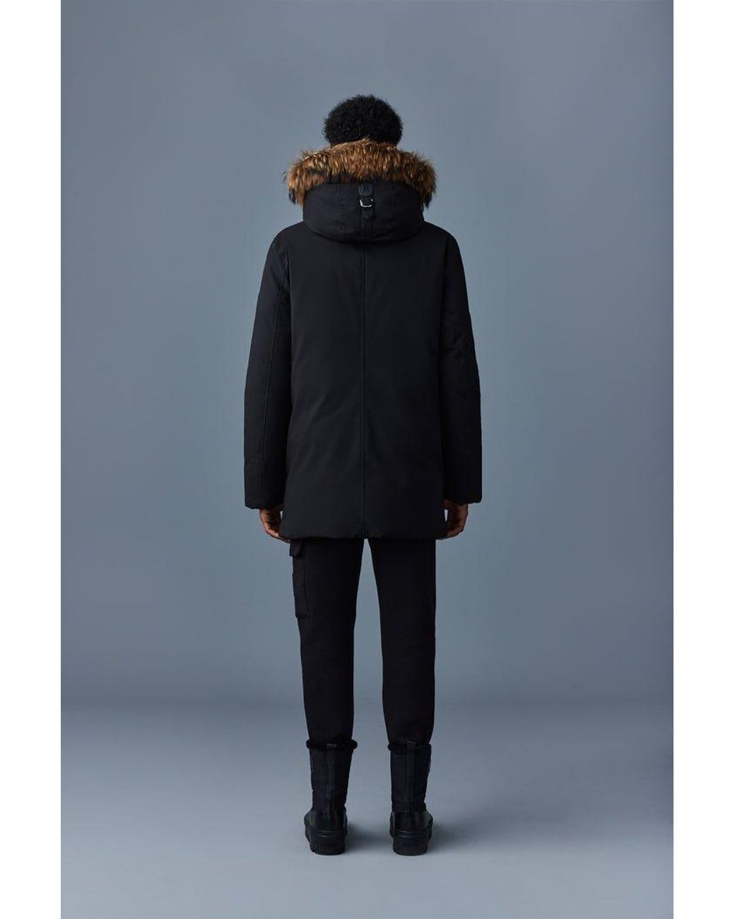 Mackage Blue Edward Fur Hooded Jacket for men