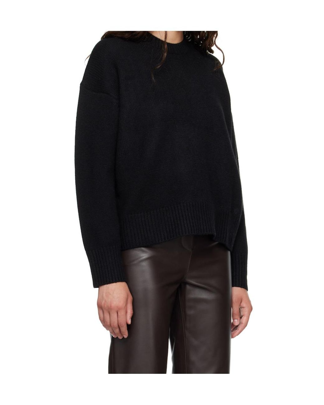 Loulou de Saison Black Oversized Crew-Neck Sweater
