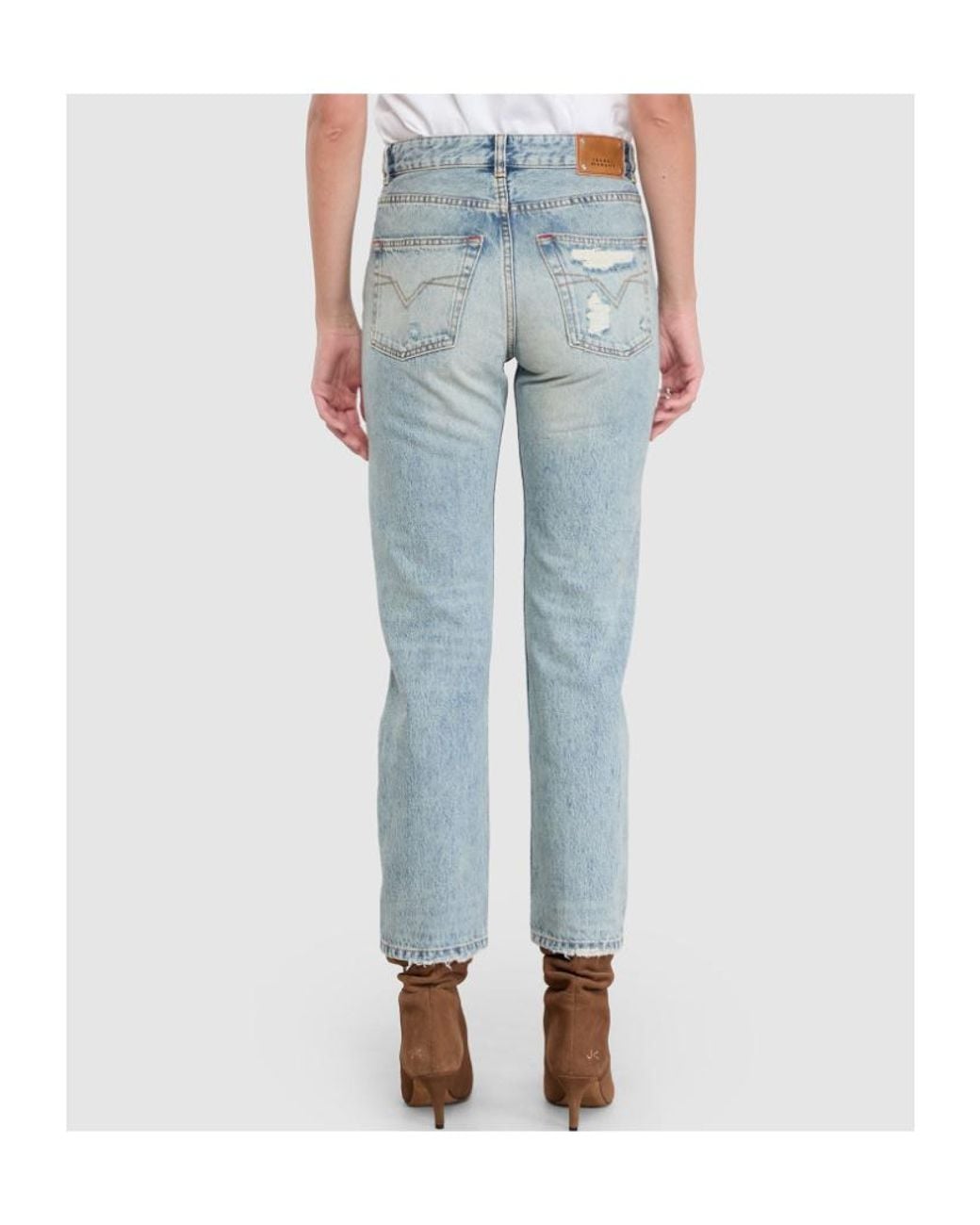 Isabel Marant Blue Daya Logo Patch Cropped Jeans