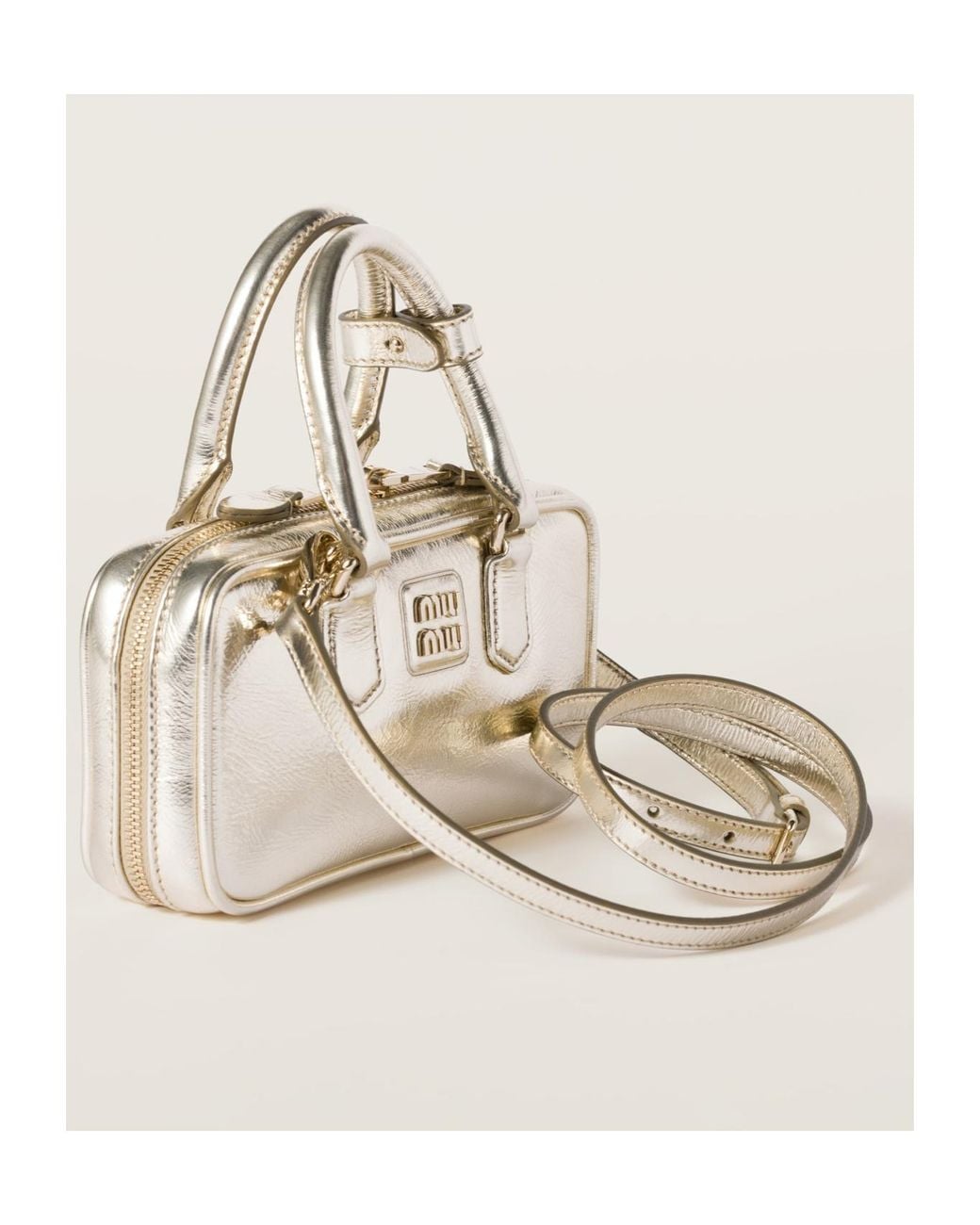 Miu Miu Natural Arcadie Laminated Nappa Leather Mini-Bag