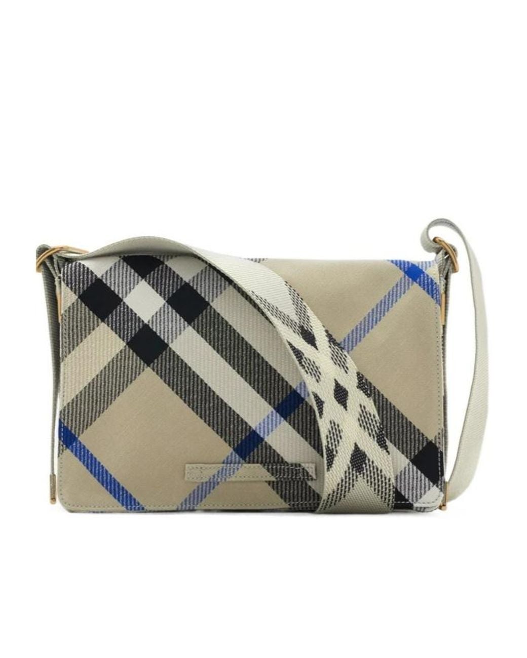 Burberry Green Trench Checked Foldover-Top Crossbody Bag for men