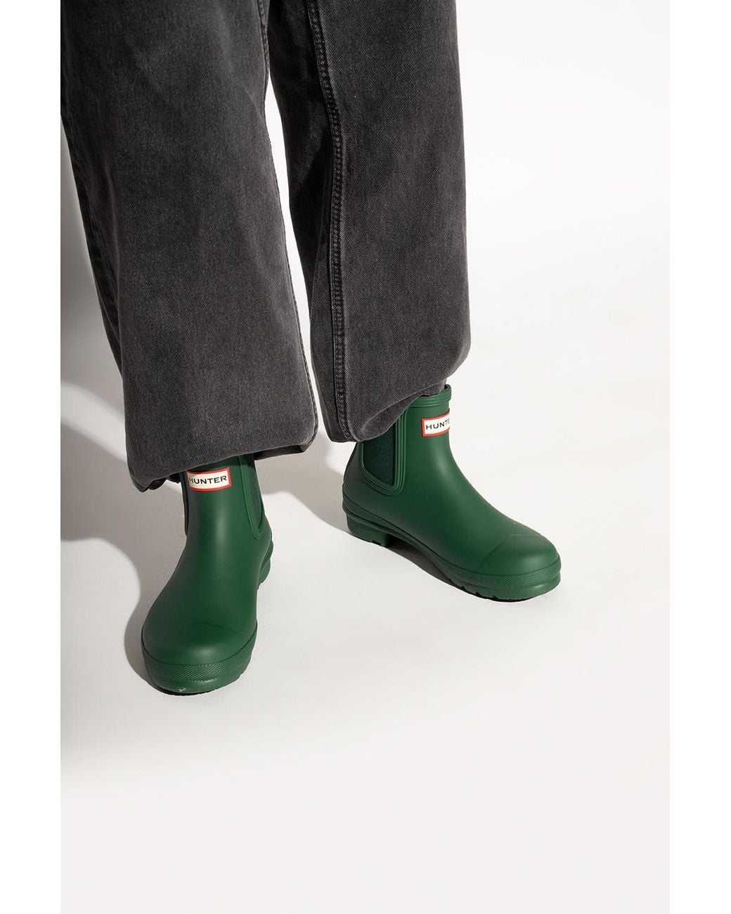 Hunter Green Original Chelsea Rain Ankle Boots