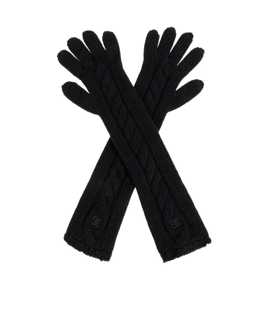 Dolce & Gabbana Black Cable-Knit Long Gloves