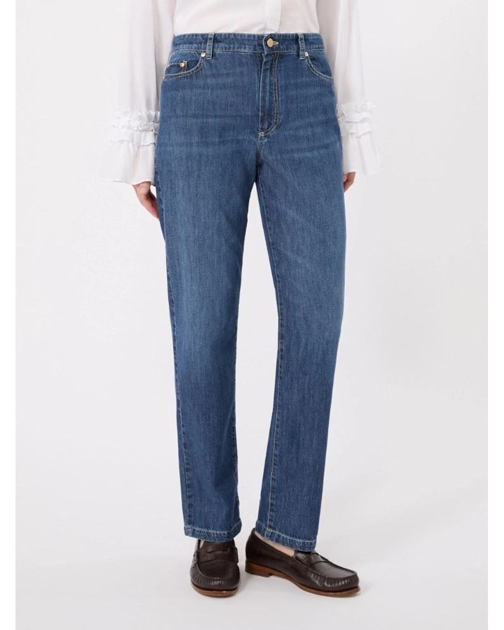 Max Mara Blue 'S Macro Straight Leg Jeans