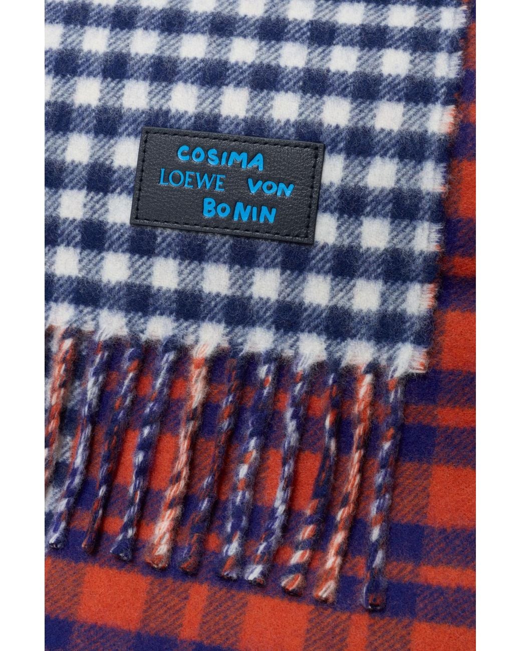 Loewe Red Cosima Von Bonin Checked Fringed Scarf