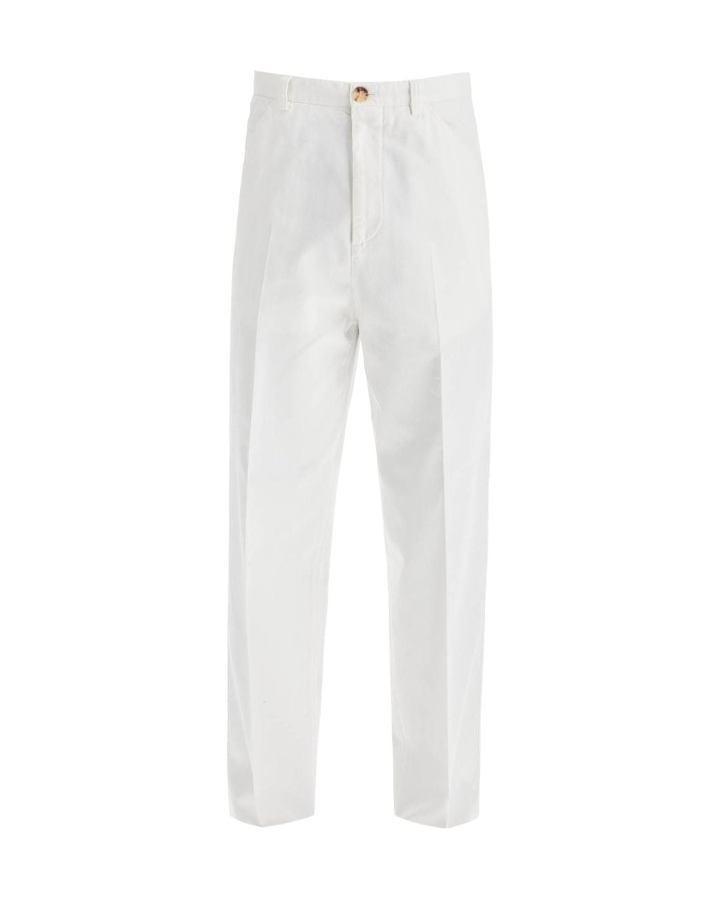 Brunello Cucinelli White Straight-Leg Twill Gabardine Trousers for men
