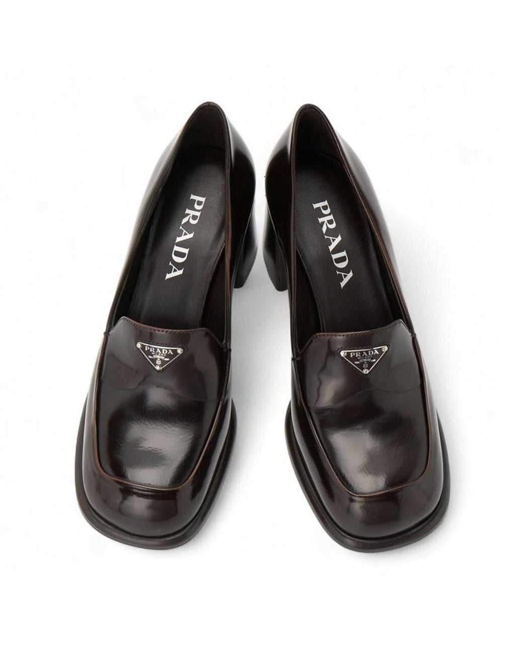 Prada Black Triangle-Logo High Heels