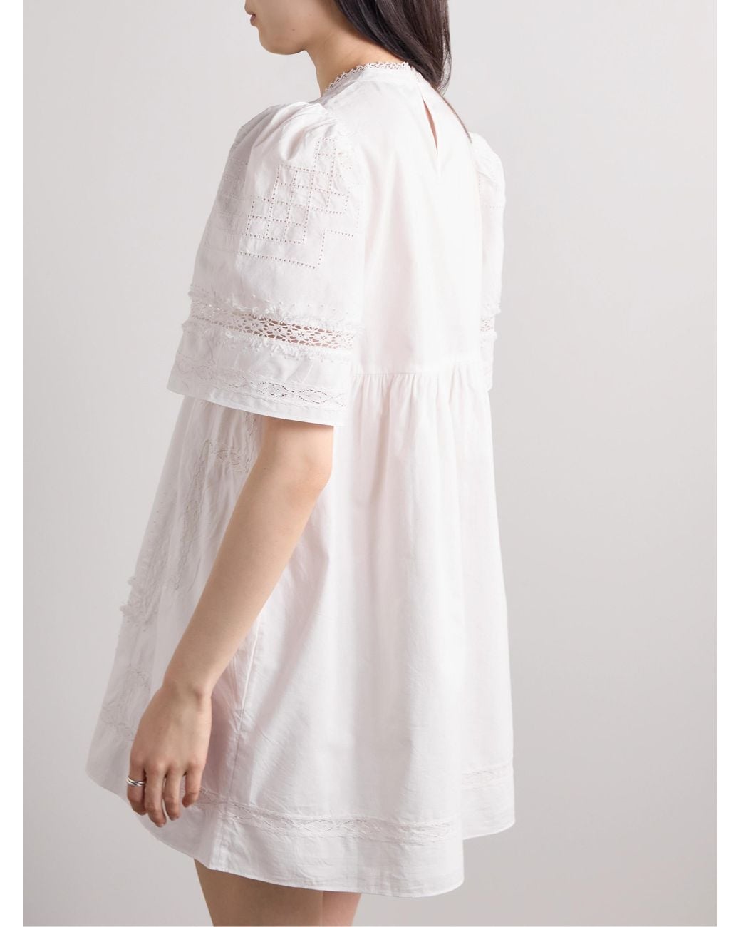 Sea White Crochet Trimmed Pure Cotton Dress
