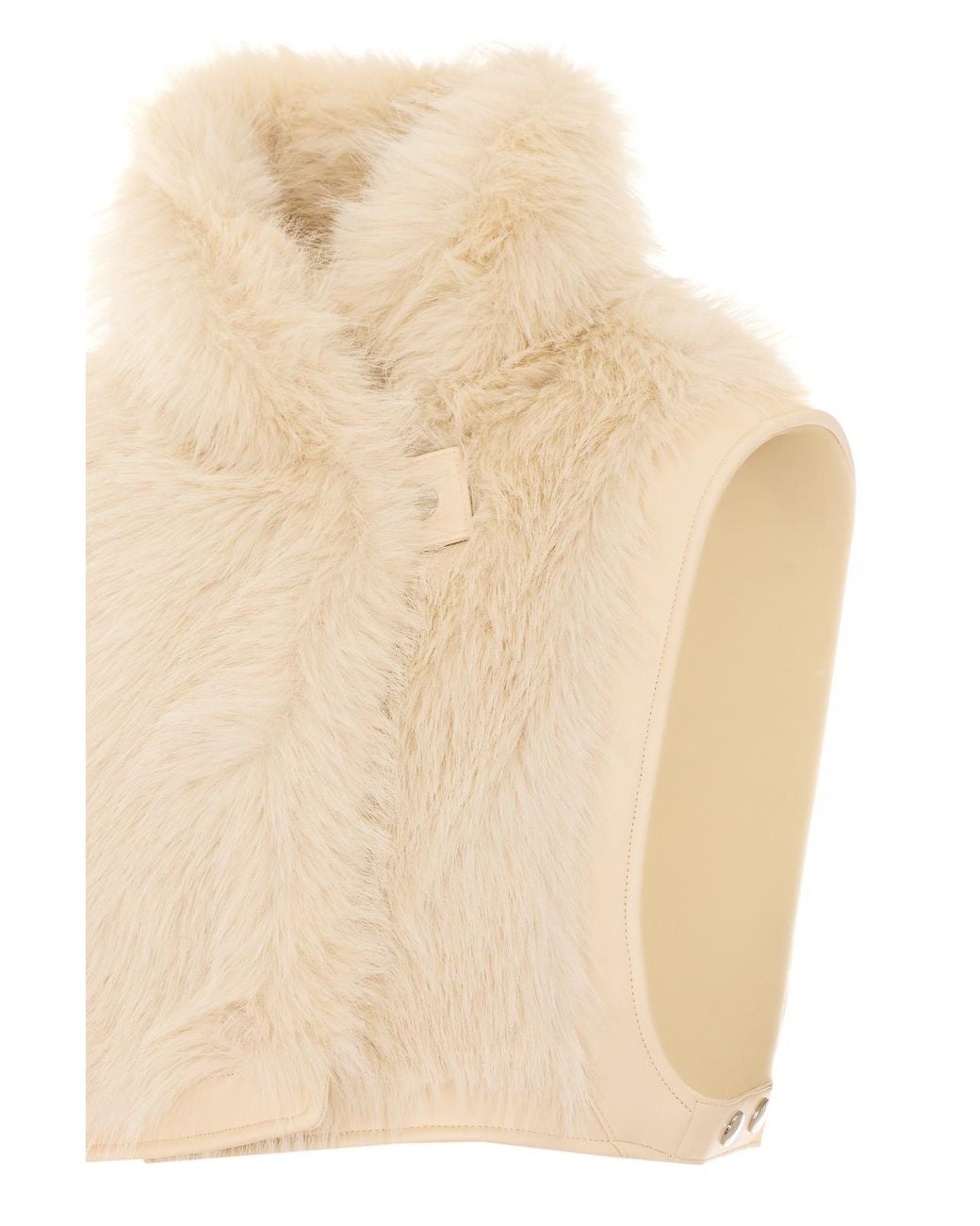 Patrizia Pepe Natural Faux Fur High Neck Jacket