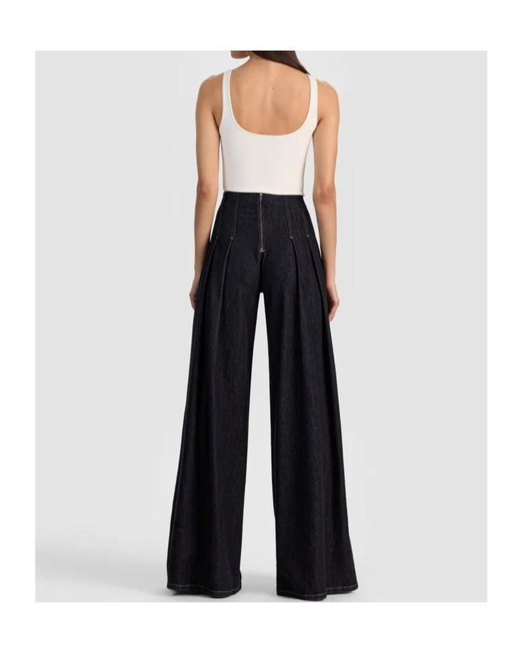Alice + Olivia Blue Pleated Jeans