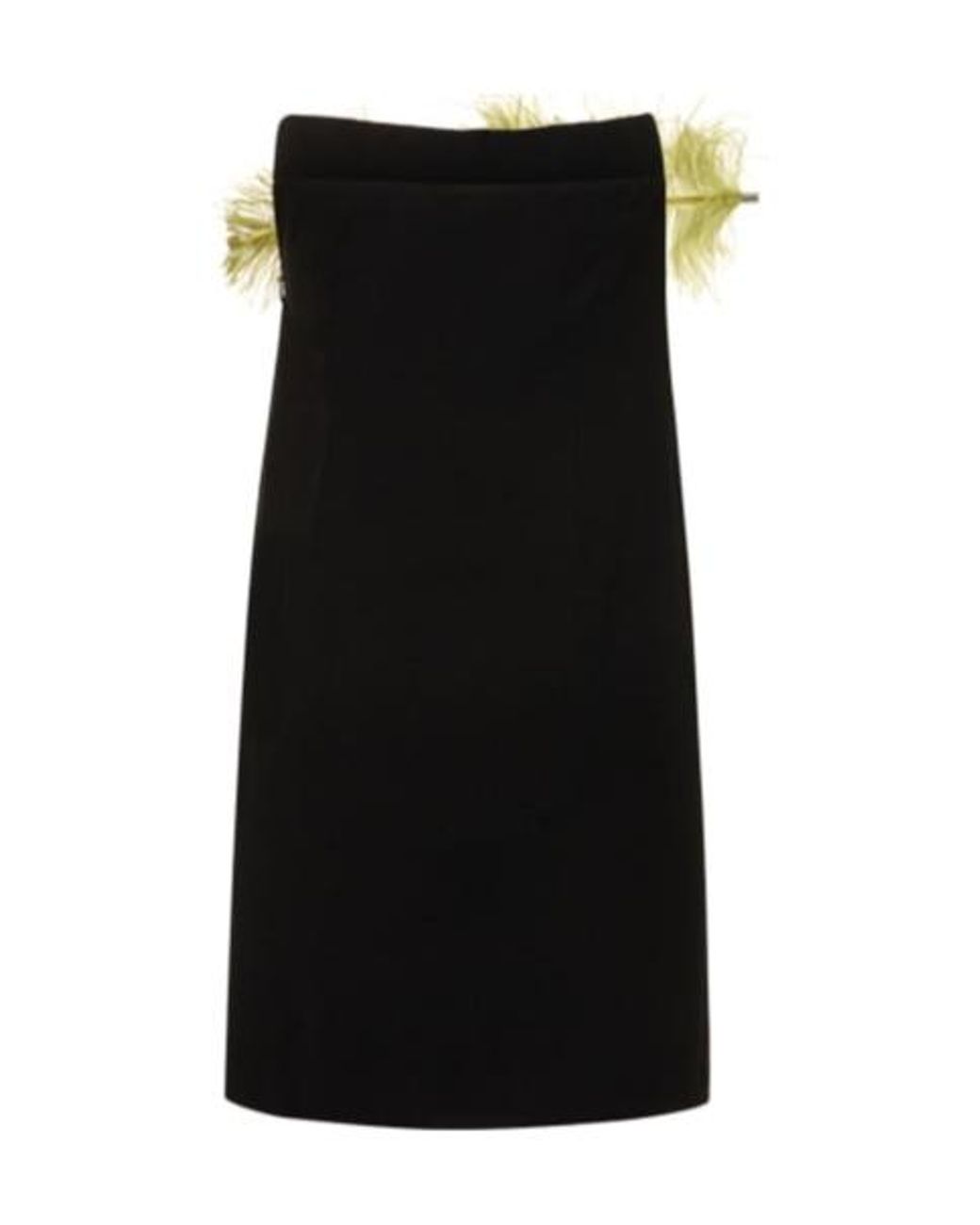 16Arlington Black Mirai Crepe Mini Dress W/Feathers