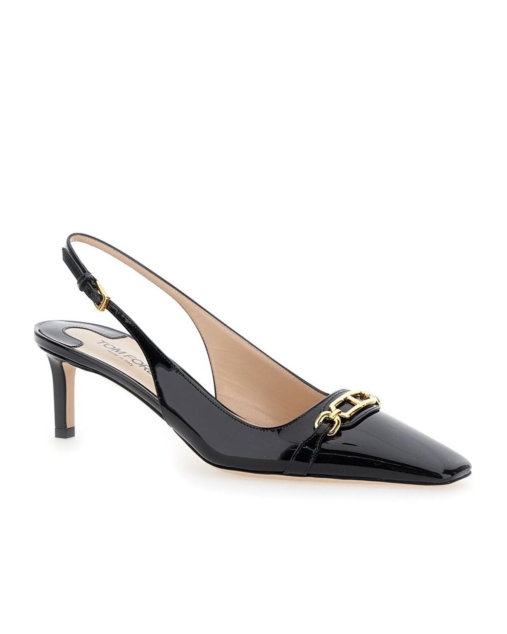 Tom Ford White Square-Toe Slingback Pumps