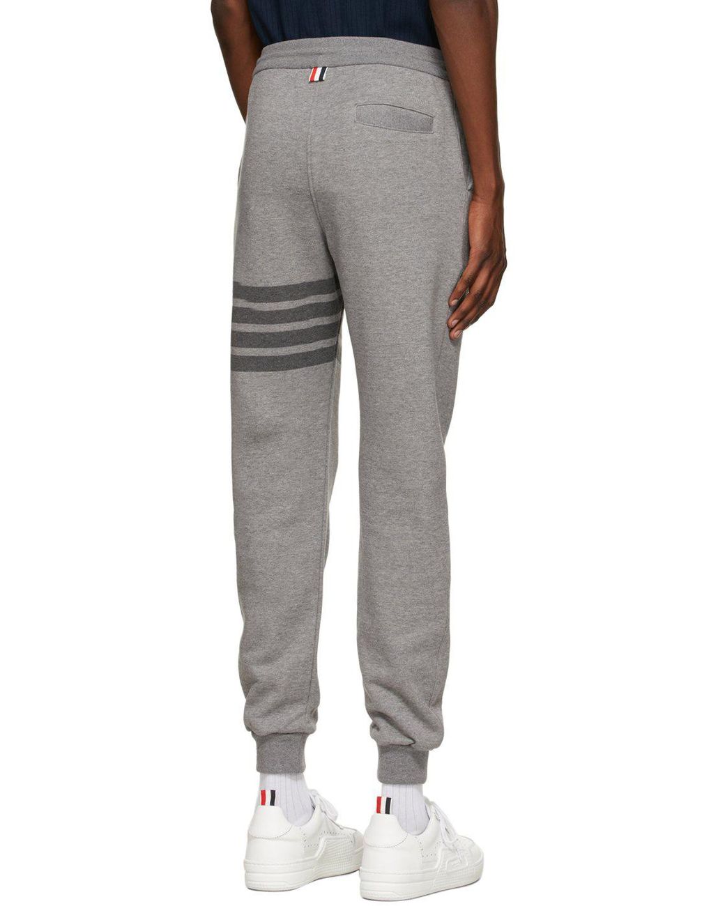 Thom Browne Gray Bar Drawstring Track Pants for men