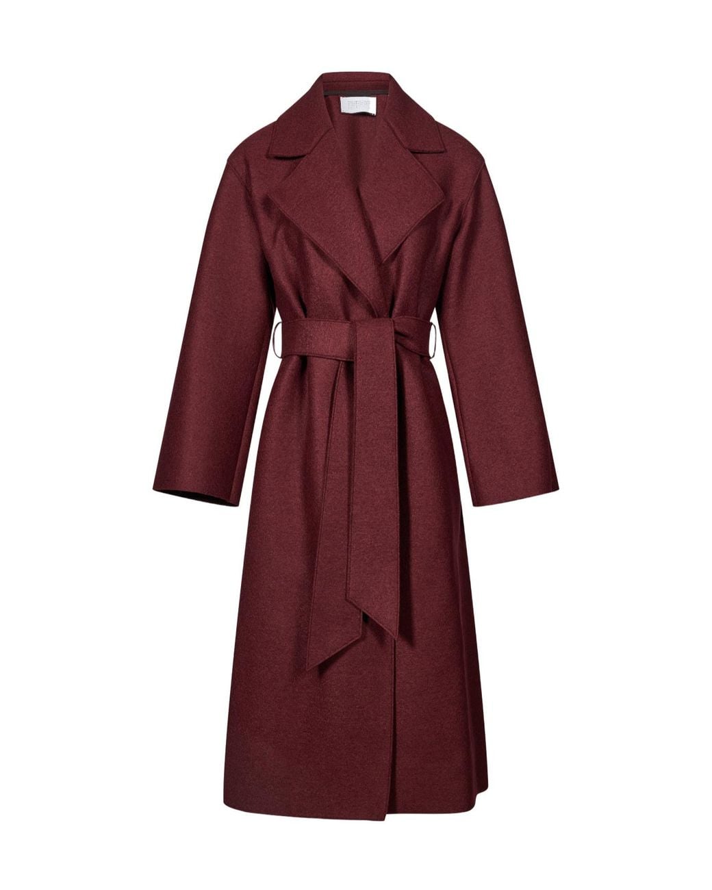 Harris Wharf London Red Belted Notch-Lapels Coat